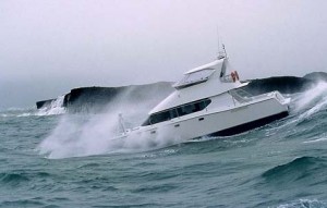 yacht rough waves